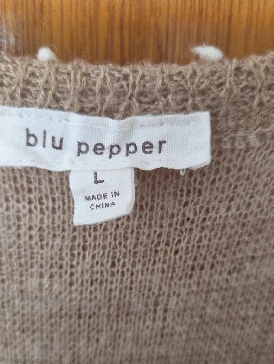 Blu Pepper Tan Knit Sleeveless Dress with White Dot Detail - Picture 2 of 2